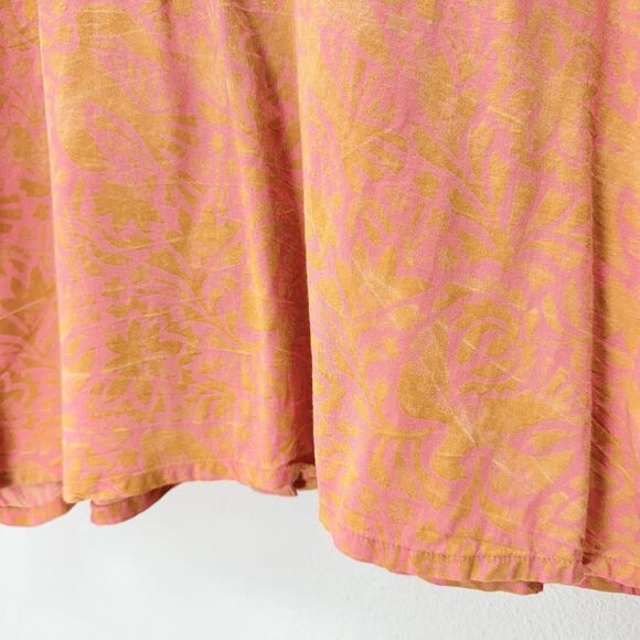 Prana Iguala Camp Shirt Womens Size XL Rayon Flowy Cropped Orange Tropical - Picture 6 of 11